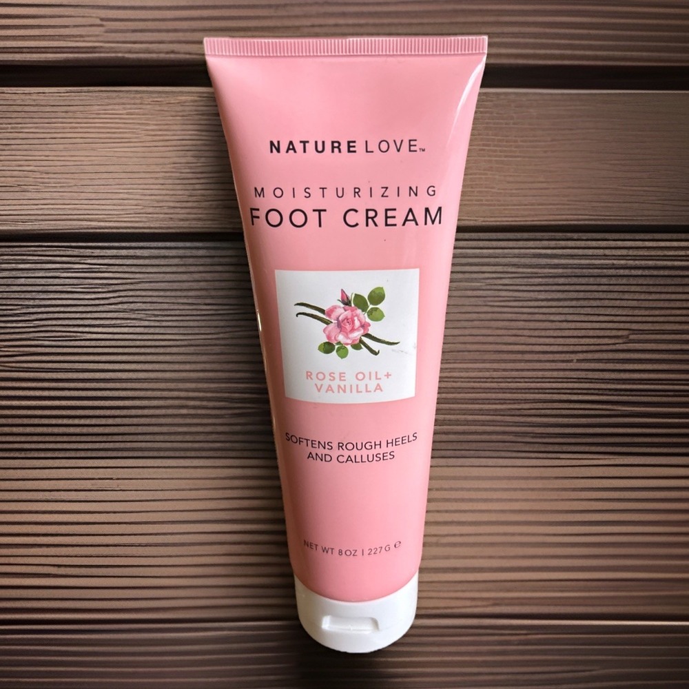 JUMBO SIZE! SEALED NATURE LOVE ROSE OIL & VANILLA MOISTURIZING FOOT CREAM 8‎ OZ
